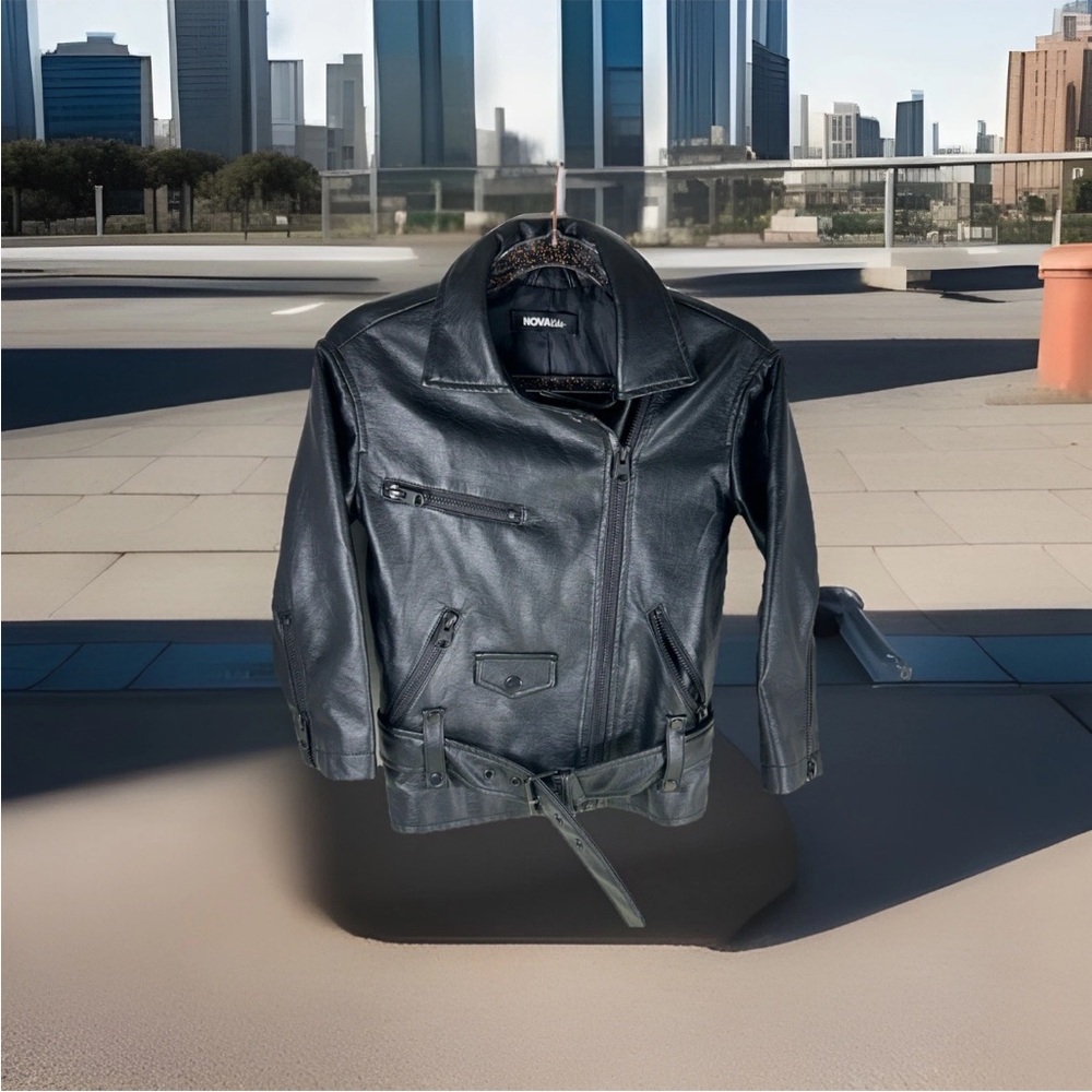 Kids Black Leather Jacket by